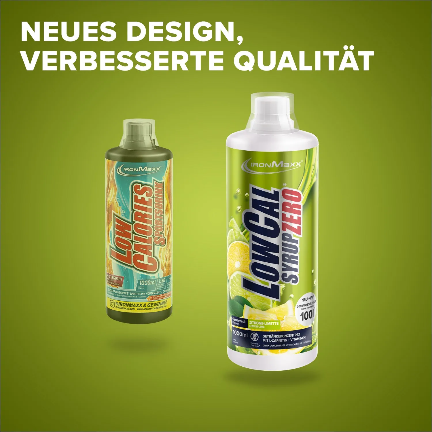 IronMaxx LowCal Syrup Zero Sirup 1000ml Zitrone-Limette