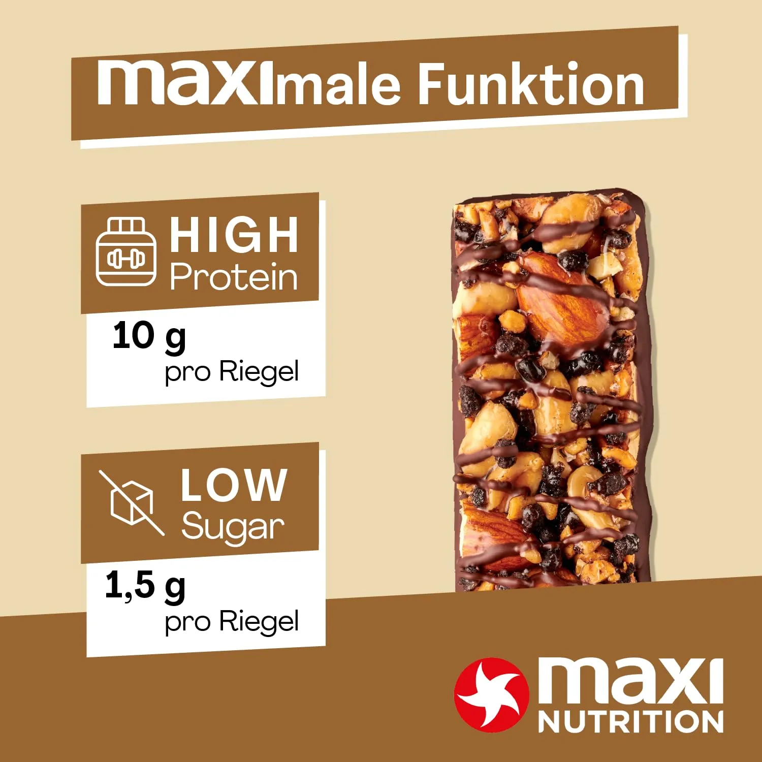 MaxiNutrition Protein Nut Bar Dark Chocolate Peanut Riegel 12x46g