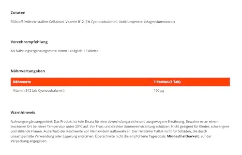 GymBeam Vitamin B12 Tabletten 90 Tabs hochdosiert vegan