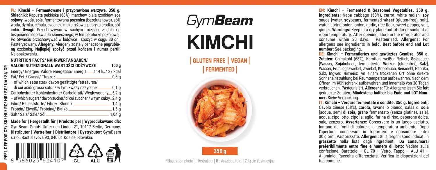 GymBeam Kimchi fermentiertes Gemüse vegan 350g