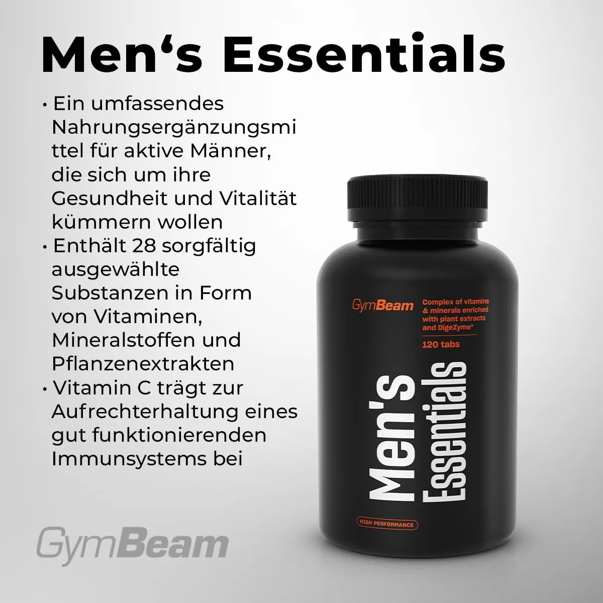 GymBeam Men's Essentials Multivitamin 120 Tabs Männer