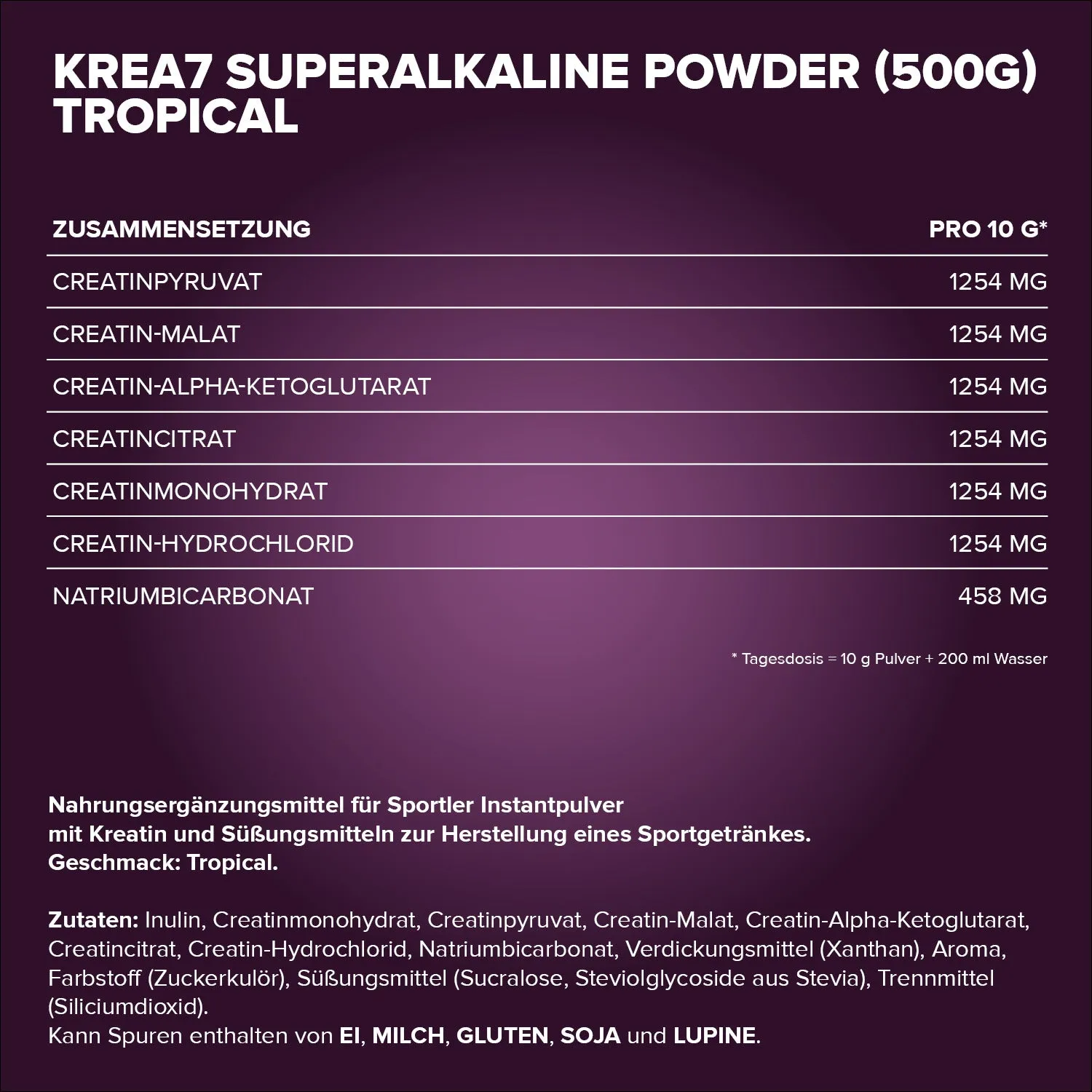 IronMaxx Krea7 Superalkaline Powder 500g Tropical vegan