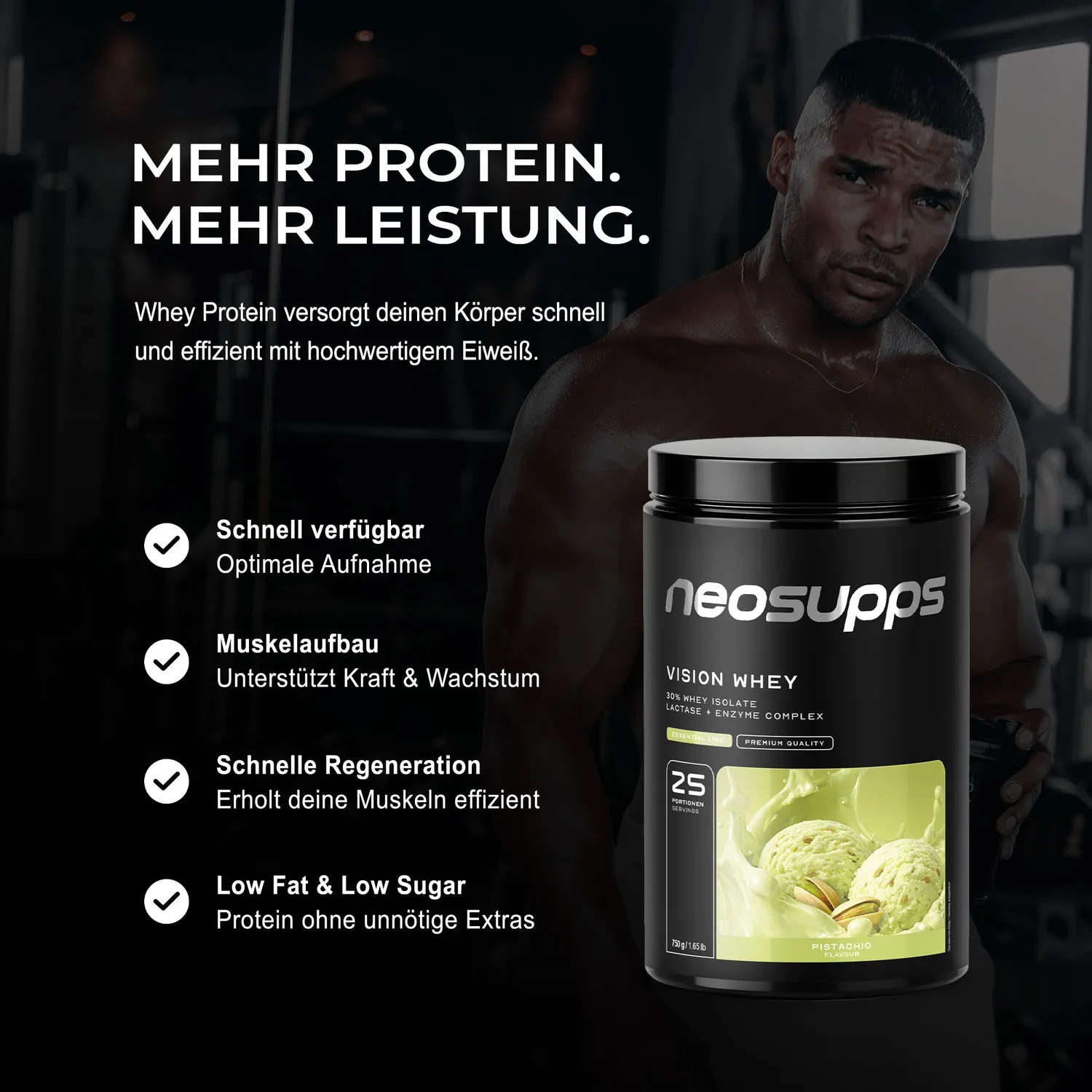 Neosupps Vision Whey Pistachio Protein Pulver 750g Isolat