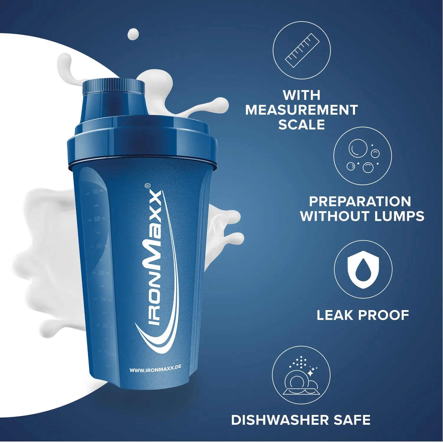 IronMaxx Shaker 700ml Dunkelblau Proteinshaker