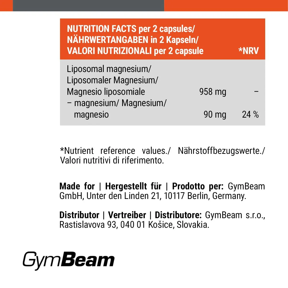 GymBeam Liposomales Magnesium 60 Caps LipoCellTech