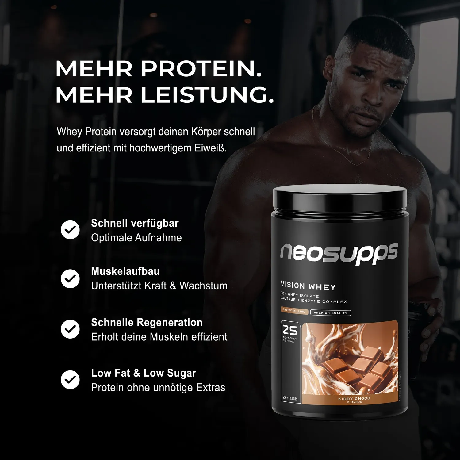 Neosupps Vision Whey Proteinpulver Kiddy Choco 750g Schoko