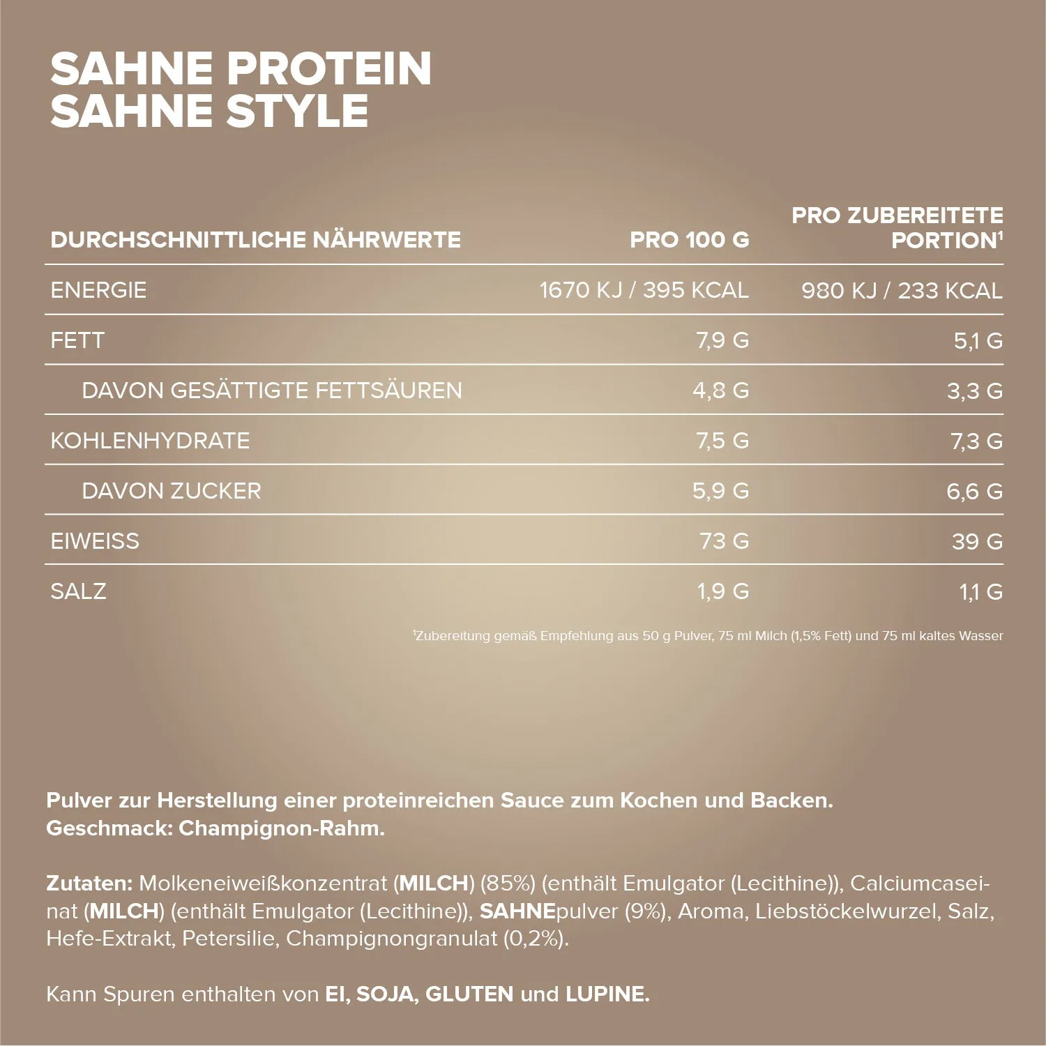 IronMaxx Sahne Protein Champignon Rahm Sahne 500g High Protein