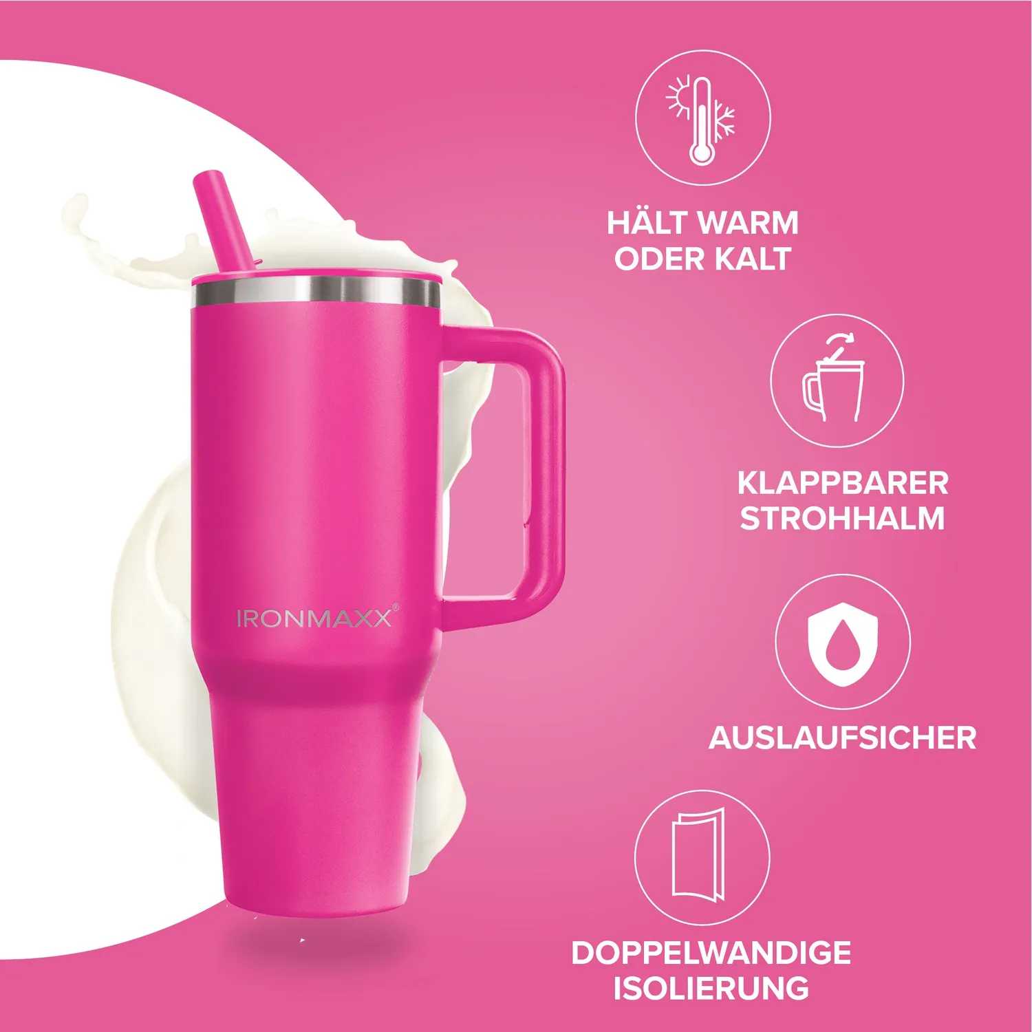 IronMaxx Cup V4.0 Thermobecher 1200ml Active Pink isoliert