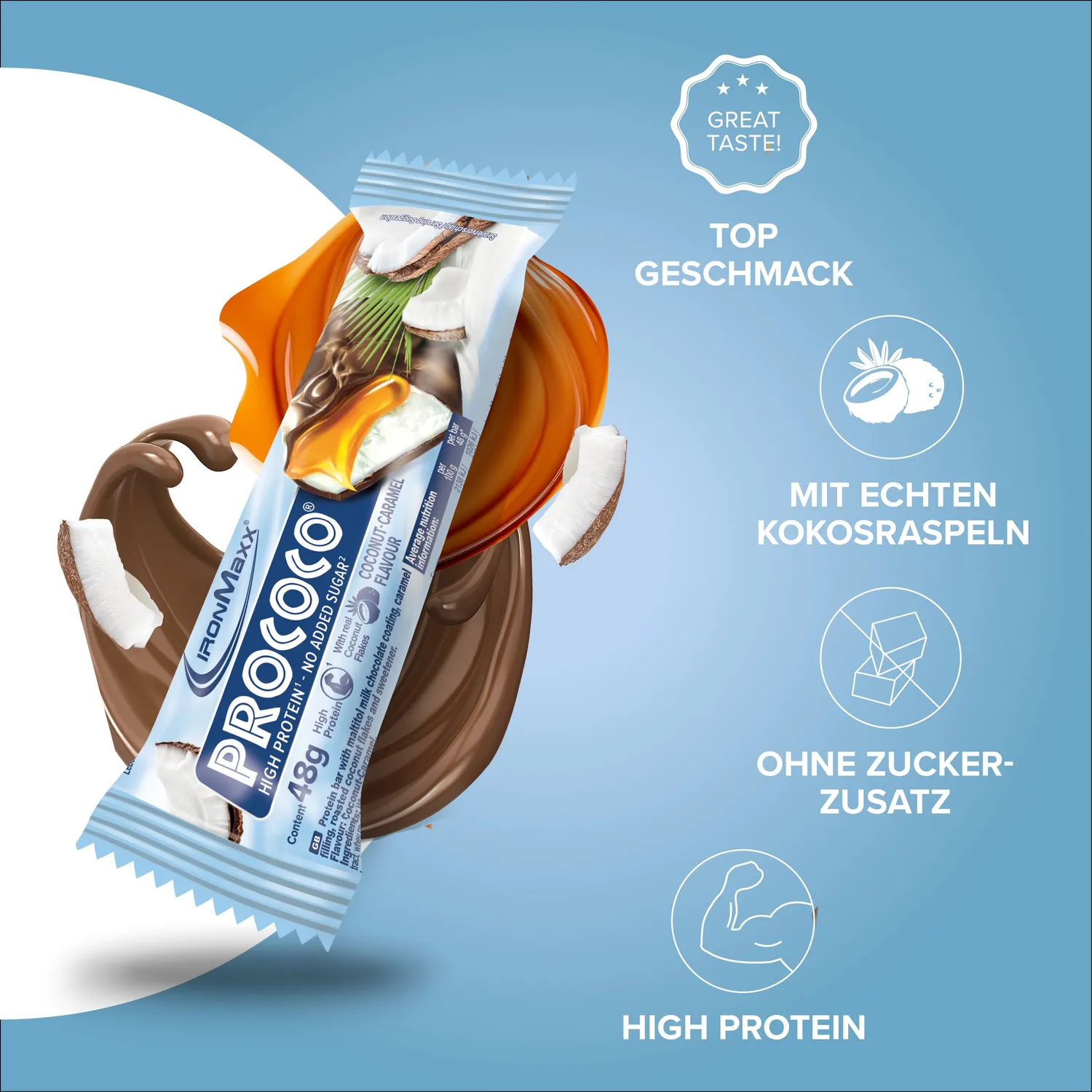 IronMaxx Prococo Proteinriegel 48g Coconut Caramel Kokos