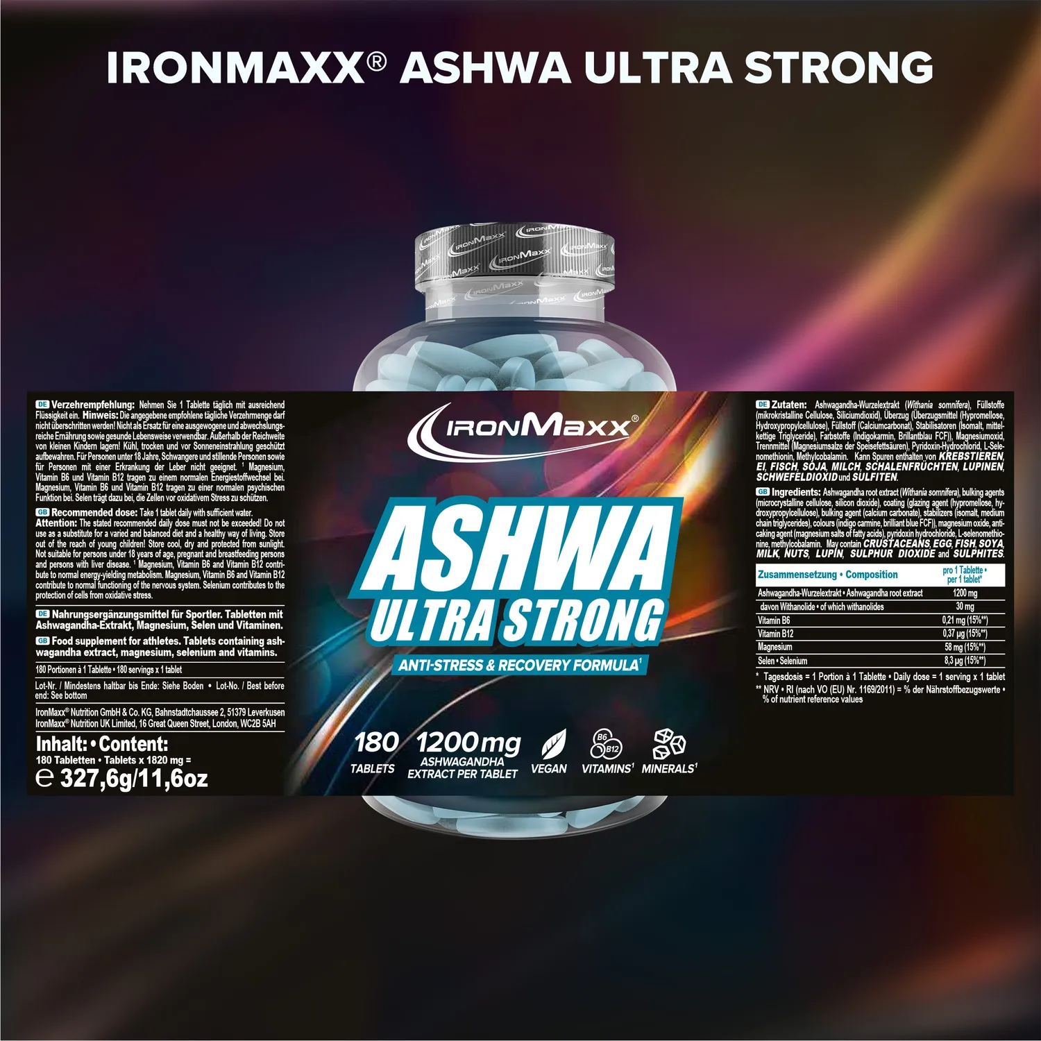 IronMaxx Ashwagandha Ultra Strong Tabletten 180 hochdosiert