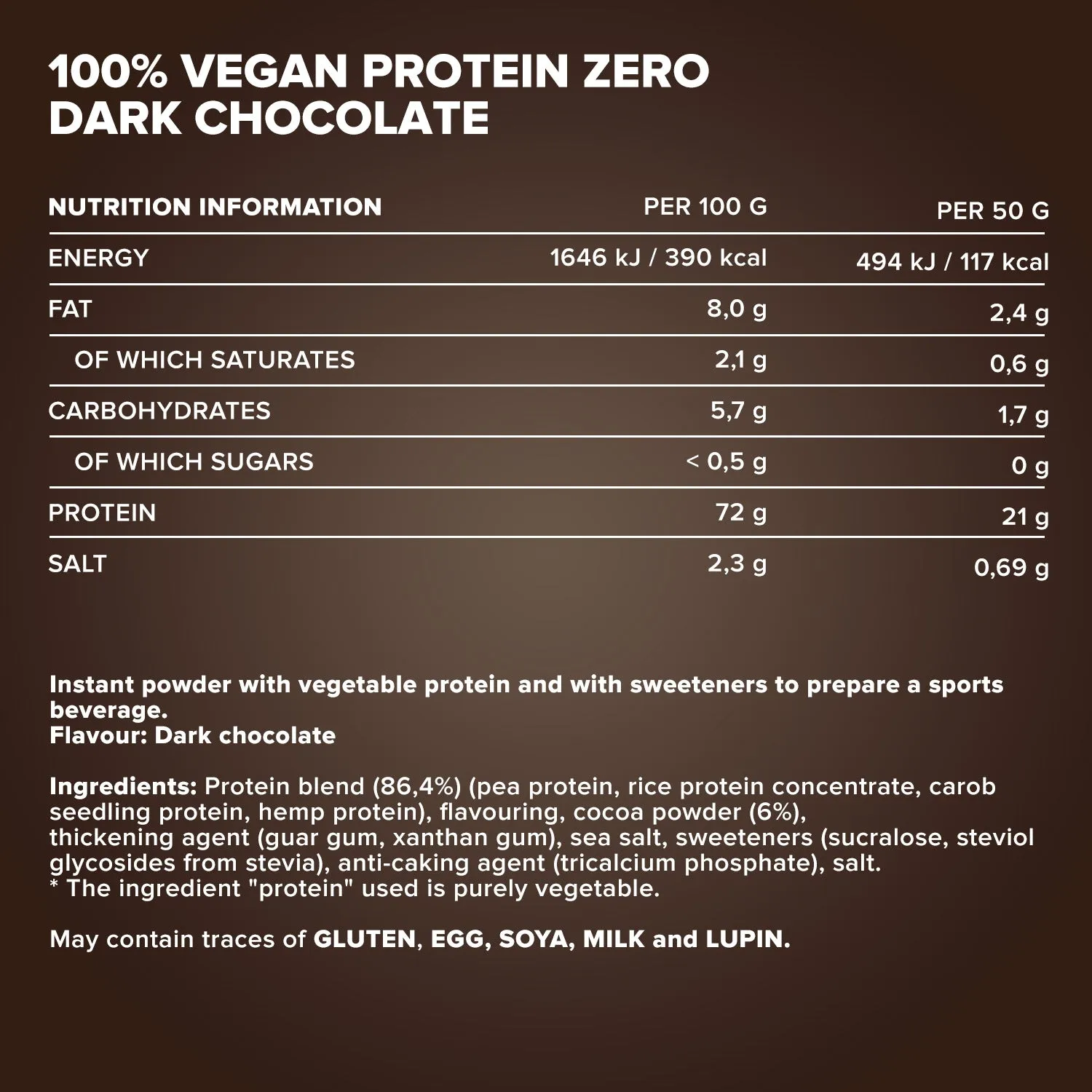 IronMaxx Vegan Protein Zero Pulver 500 g Dark Chocolate