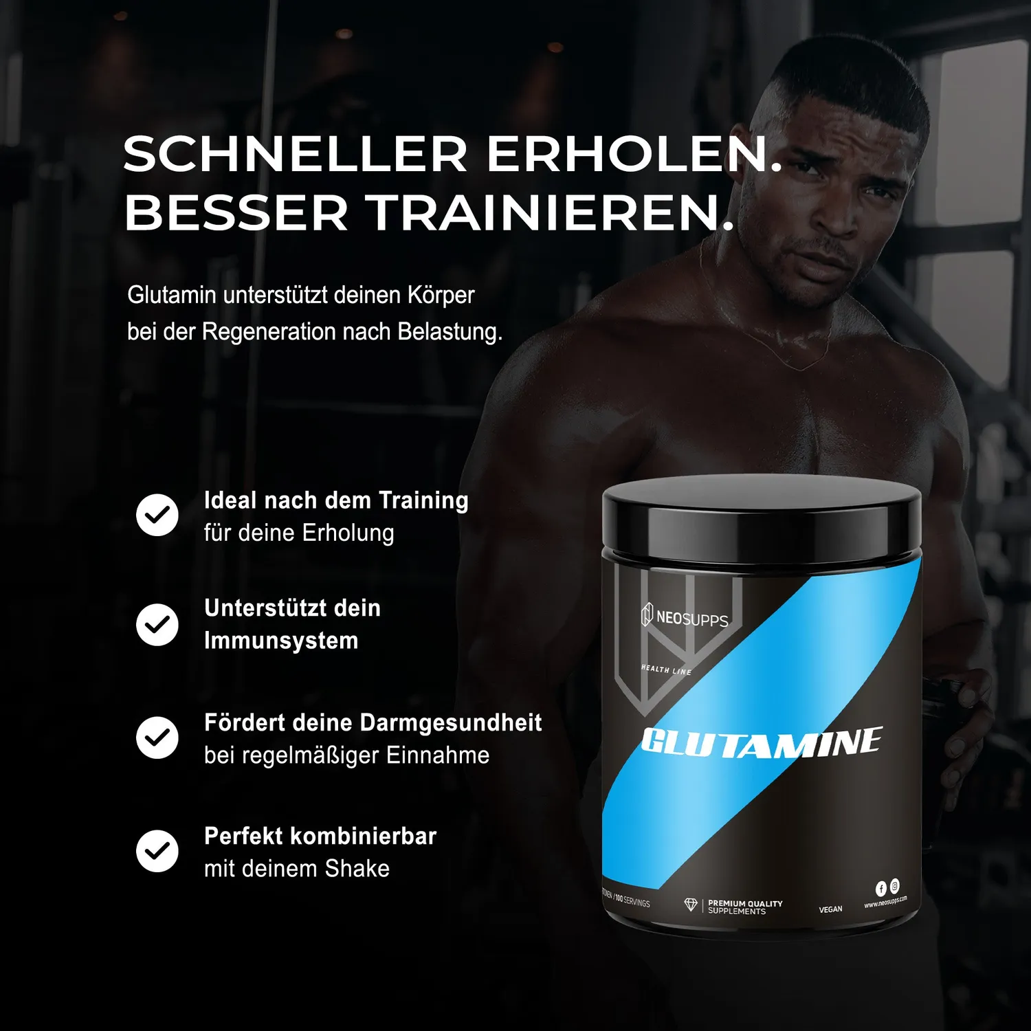 Neosupps Glutamine Aminosäuren Pulver 500g geschmacksneutral