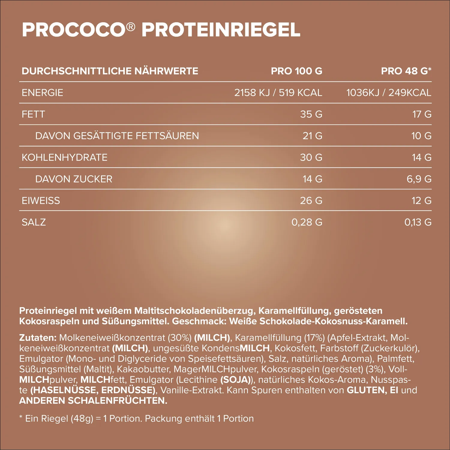 IronMaxx Prococo Proteinriegel 48g White Choc Coconut Caramel High Protein
