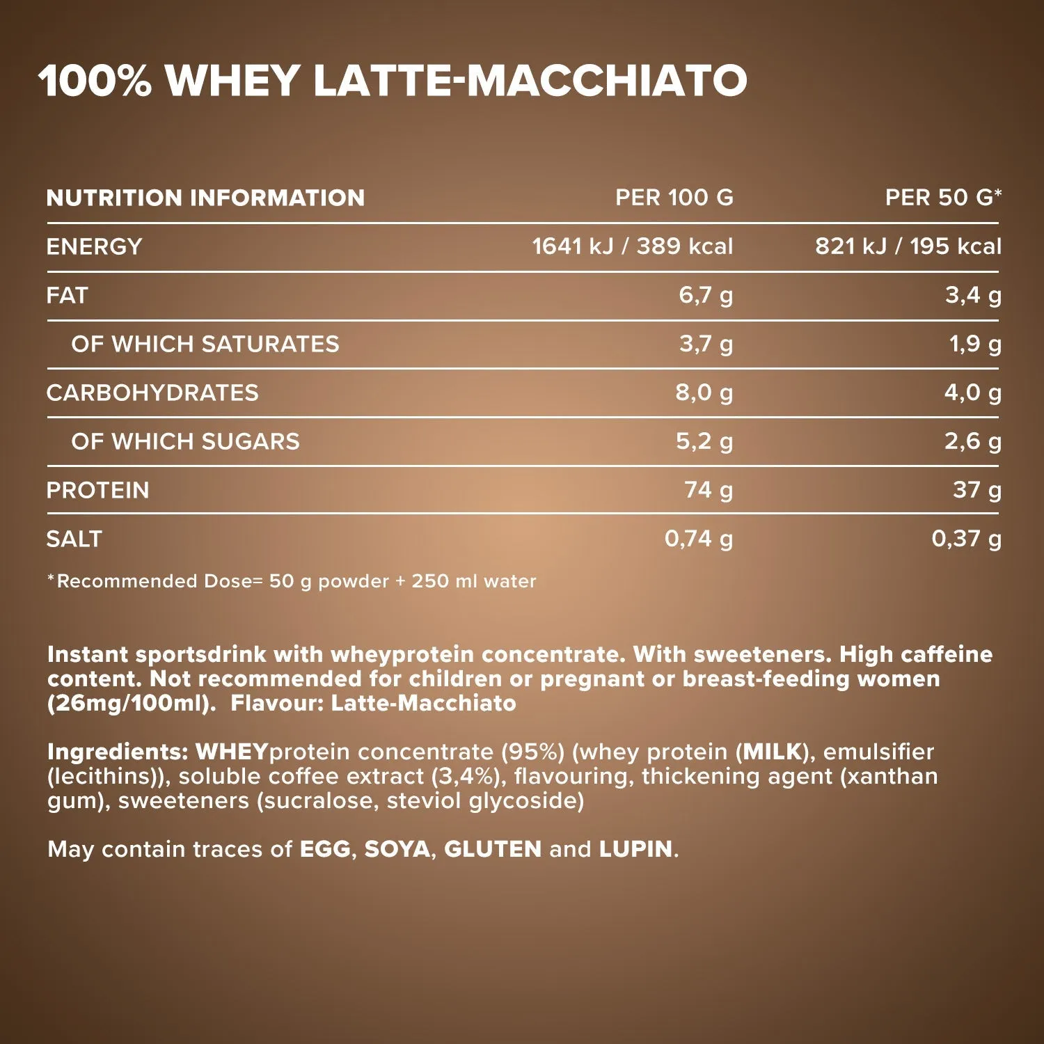 IronMaxx 100% Whey Protein Pulver Latte Macchiato 900g zuckerfrei