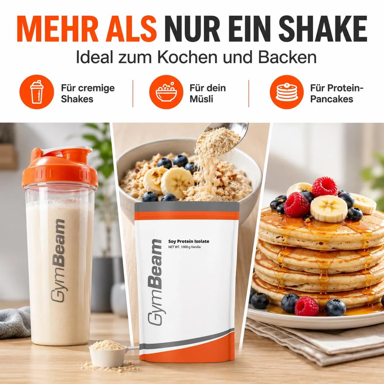GymBeam Soja Protein Isolat Proteinpulver 1000g Banane vegan