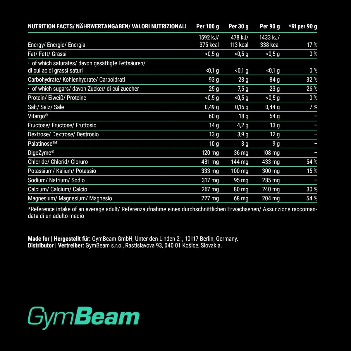GymBeam FueCarb Pulver 1000 g Tropisch mit Vitargo