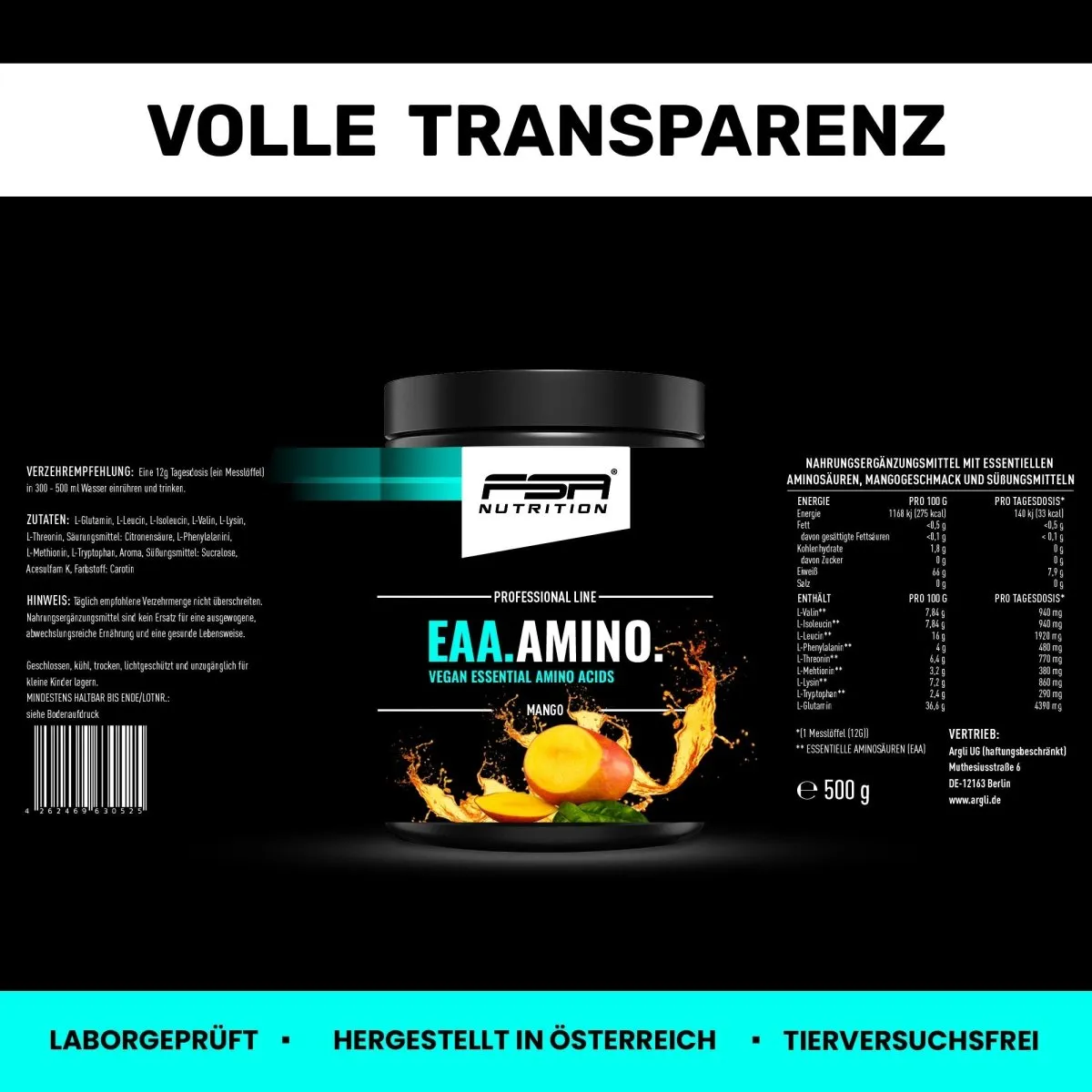 FSA Nutrition EAA Pulver Mango mit Glutamin Aminosäuren