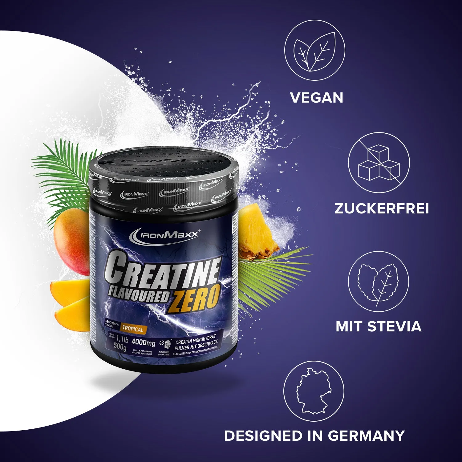 IronMaxx Creatine Flavoured Zero Tropical 250g zuckerfrei