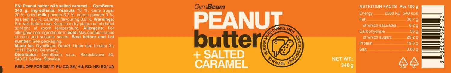 GymBeam Erdnussbutter Salted Caramel 340 g cremig