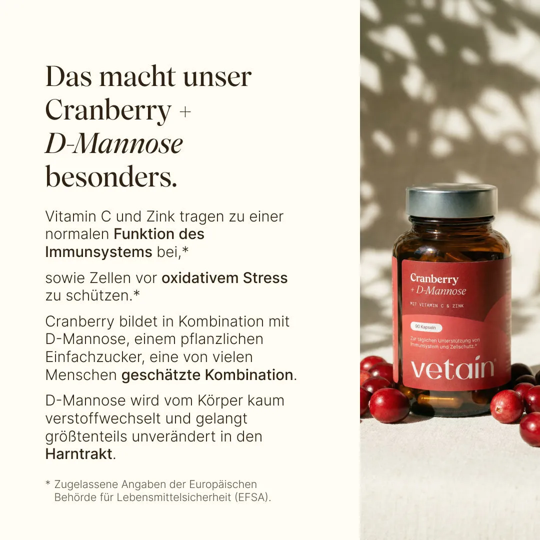 Vetain Cranberry D-Mannose Kapseln 90 Kapseln vegan