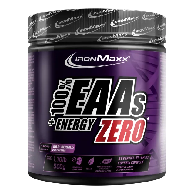 IronMaxx EAAs + Energy ZERO Pulver 500g Wild Berries