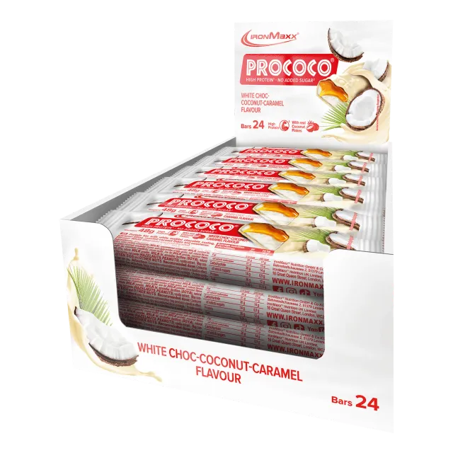IronMaxx Prococo Proteinriegel 24x48g White Choc Coconut Caramel High Protein