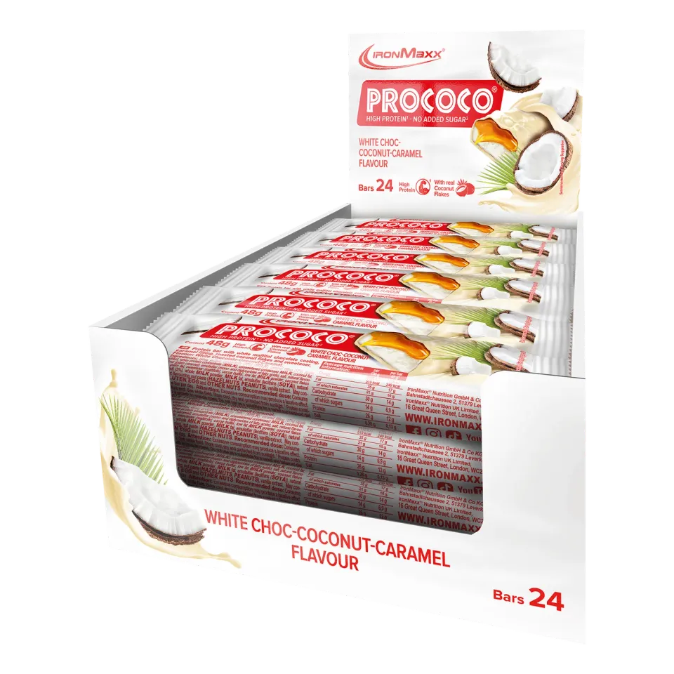 IronMaxx Prococo Proteinriegel 24x48g White Choc Coconut Caramel High Protein