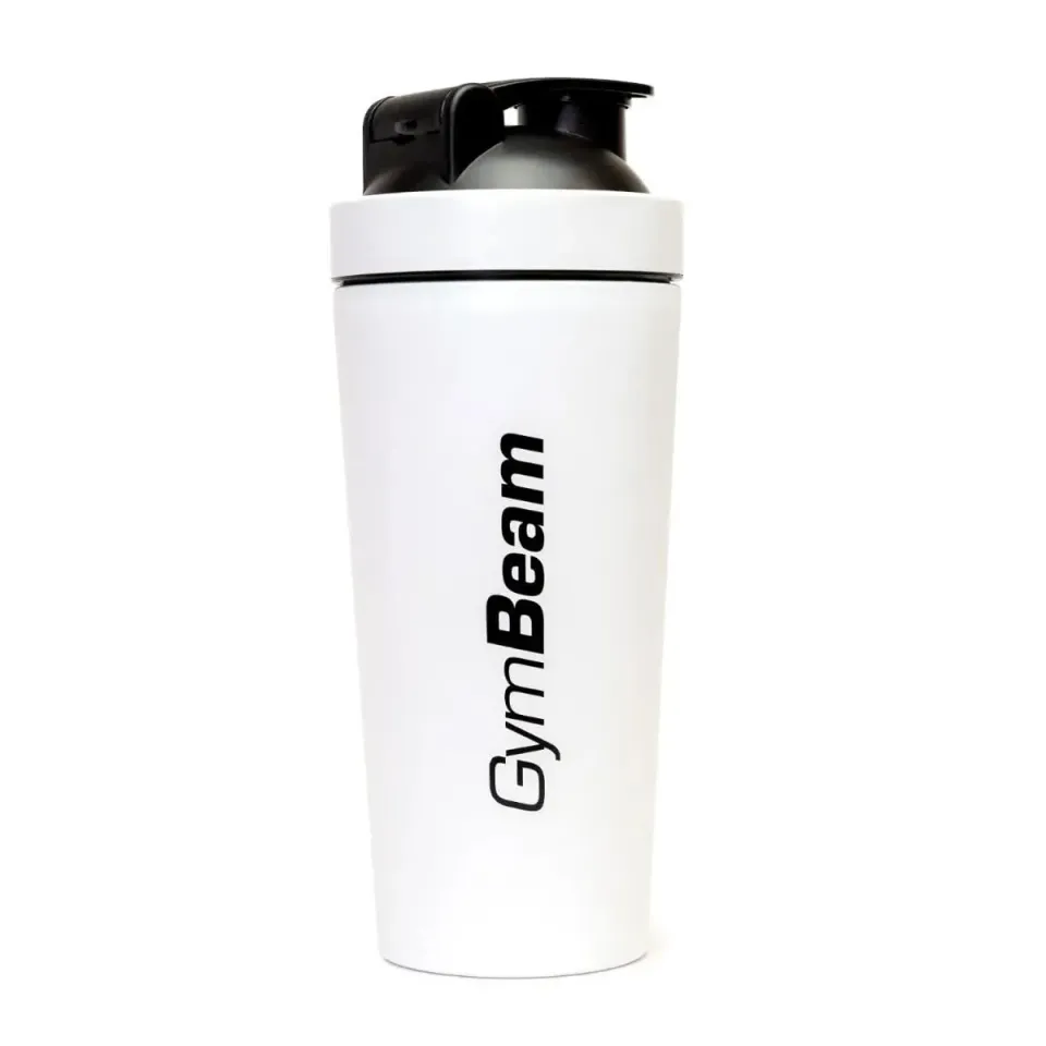 GymBeam Edelstahl Protein Shaker 750ml Weiß auslaufsicher