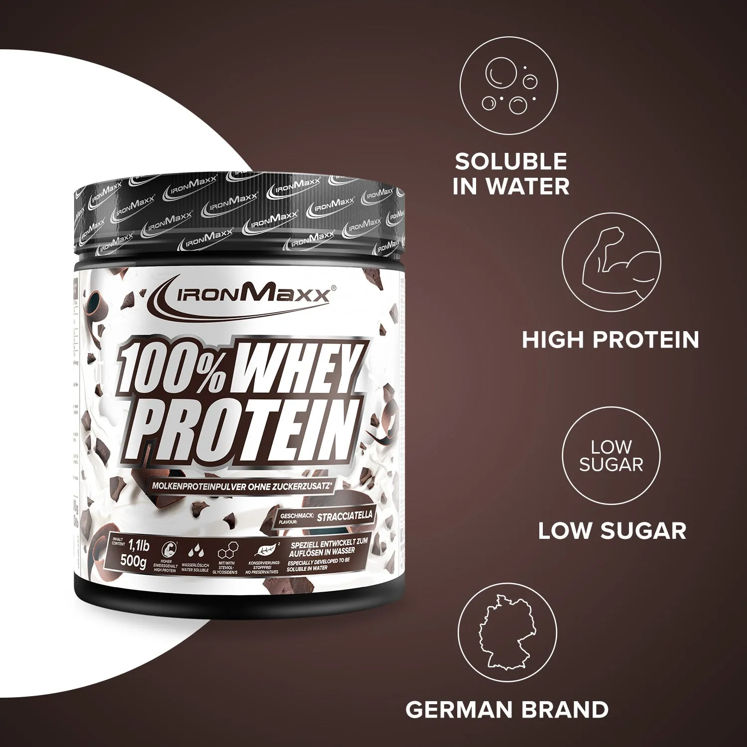 IronMaxx 100% Whey Protein Stracciatella 500g zuckerfrei