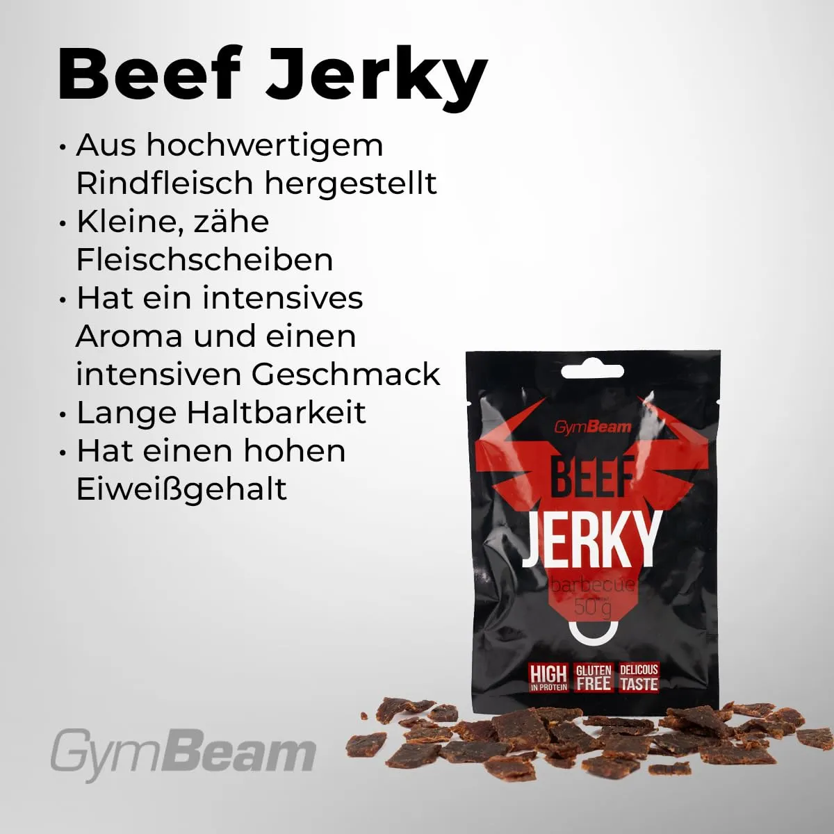 GymBeam Beef Jerky Rindersnack 50 g Barbecue