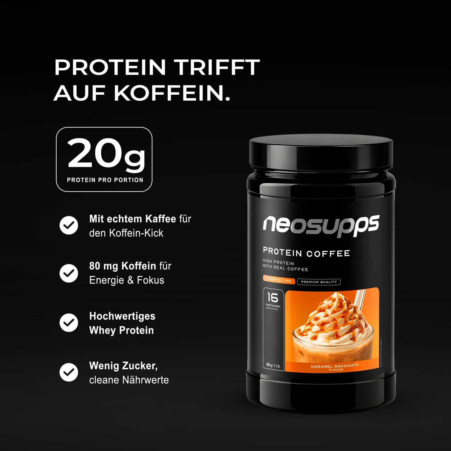 Neosupps Protein Coffee Protein Caramel Macchiato 500g 20g Whey