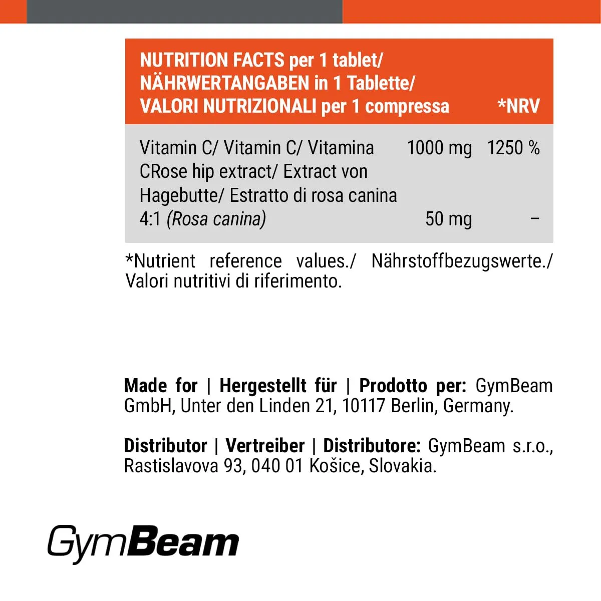 GymBeam Vitamin C 1000mg Kapseln 30 Stk Immunsystem