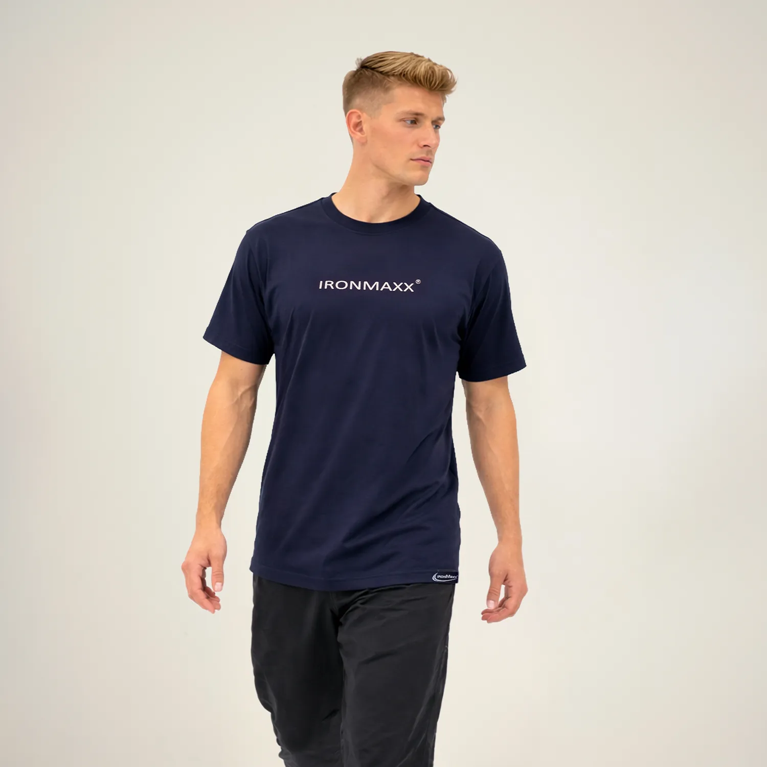 IronMaxx T-Shirt Herren Dunkelblau S Baumwoll-Mix