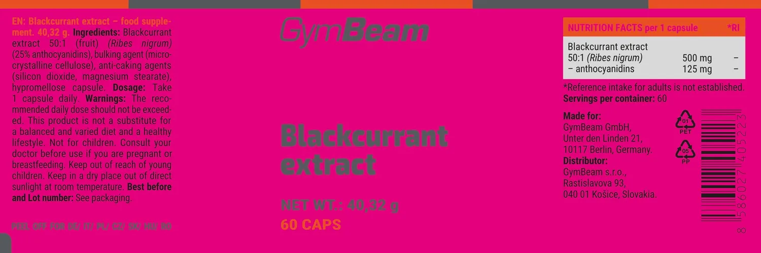 GymBeam Schwarze Johannisbeere Kapseln 60 Stk 50:1 Extrakt