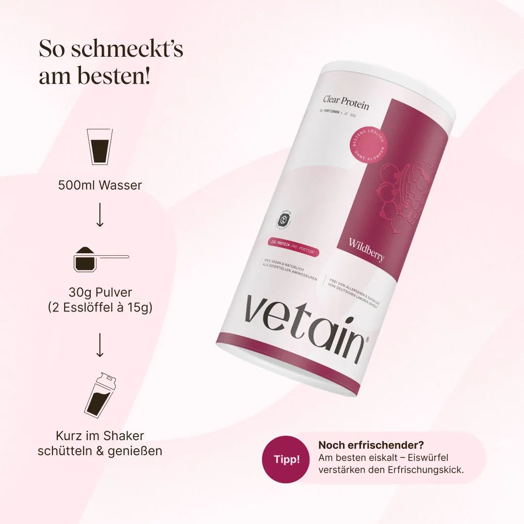 Vetain Clear Protein Wildberry 480 g fruchtig