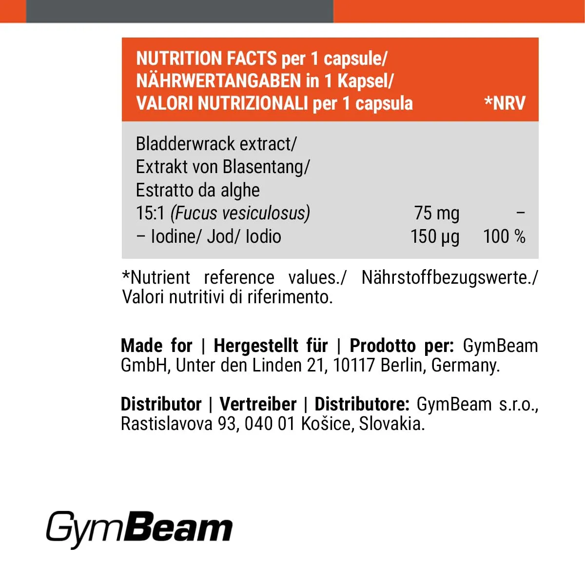 GymBeam Jod Tabletten Algen-Extrakt 325 µg 90 Caps vegan