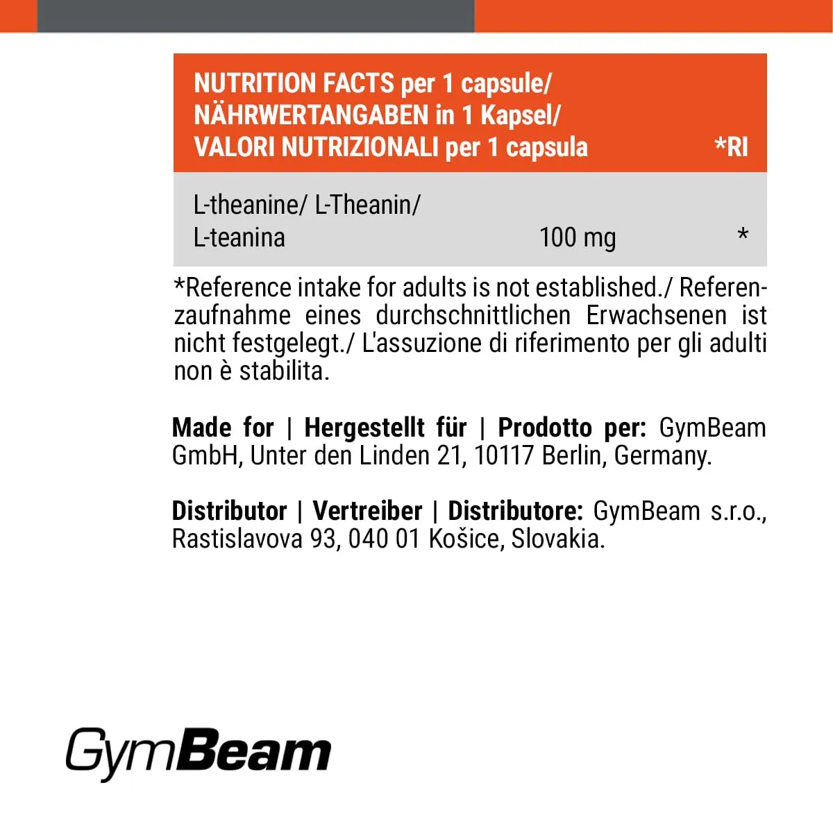 GymBeam L-Theanin Kapseln 90 Stk 100 mg vegan Fokus
