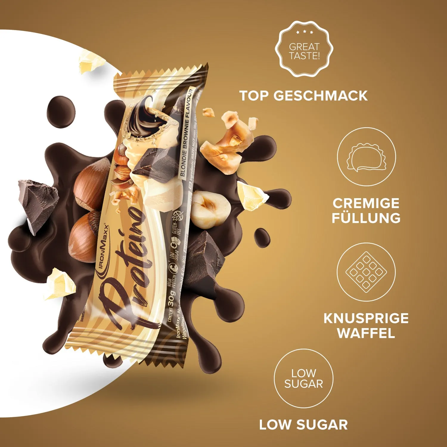 IronMaxx Proteino Proteinriegel 12x30g Blondie Brownie zuckerarm