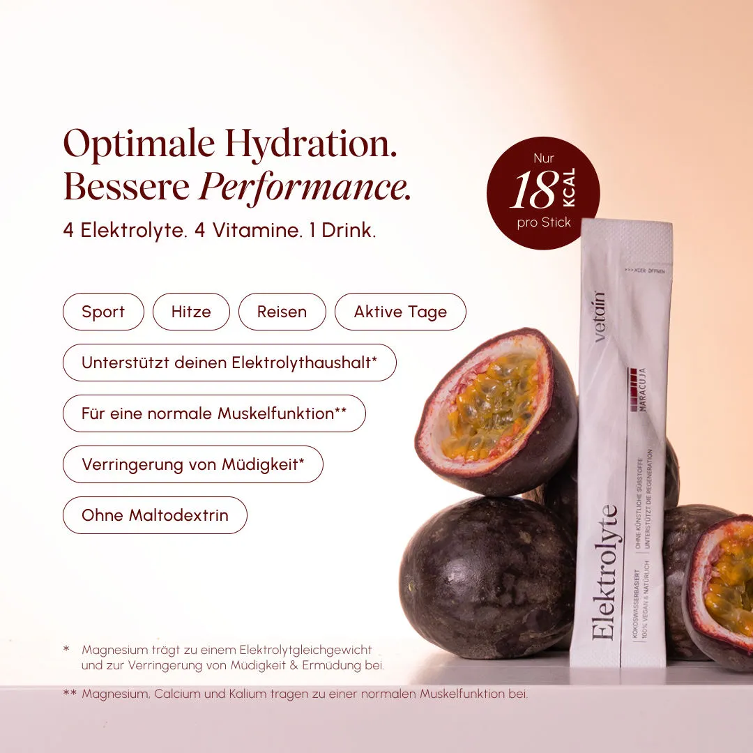 VETAIN Electrolyte Elektrolyte 30 Sticks Passion Fruit vegan