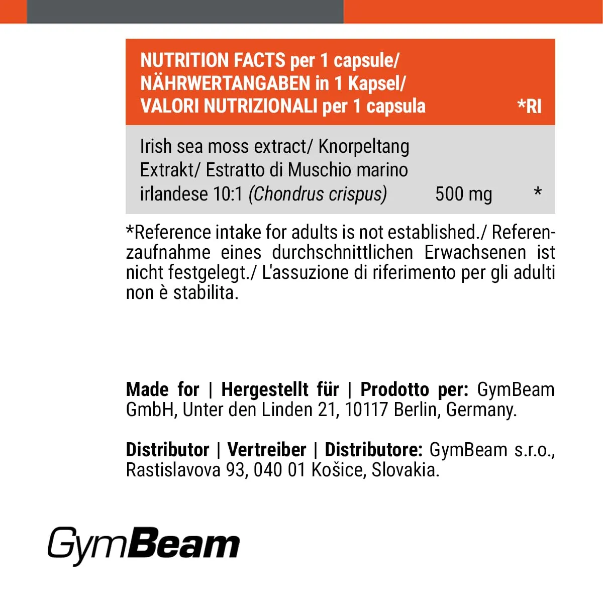 GymBeam Irish Sea Moss Kapseln 90 Caps vegan