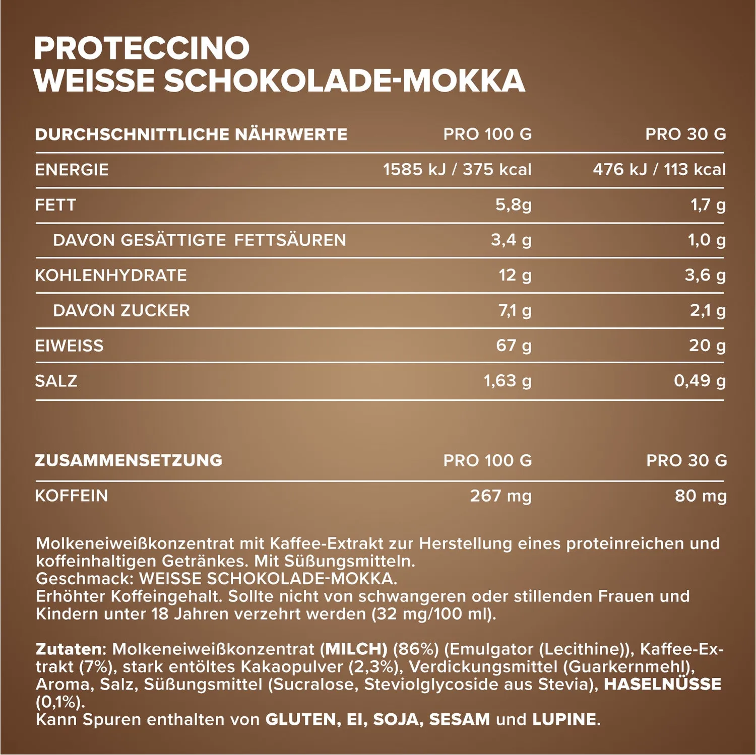 IronMaxx Proteccino Proteinpulver White Chocolate Mocha 500g