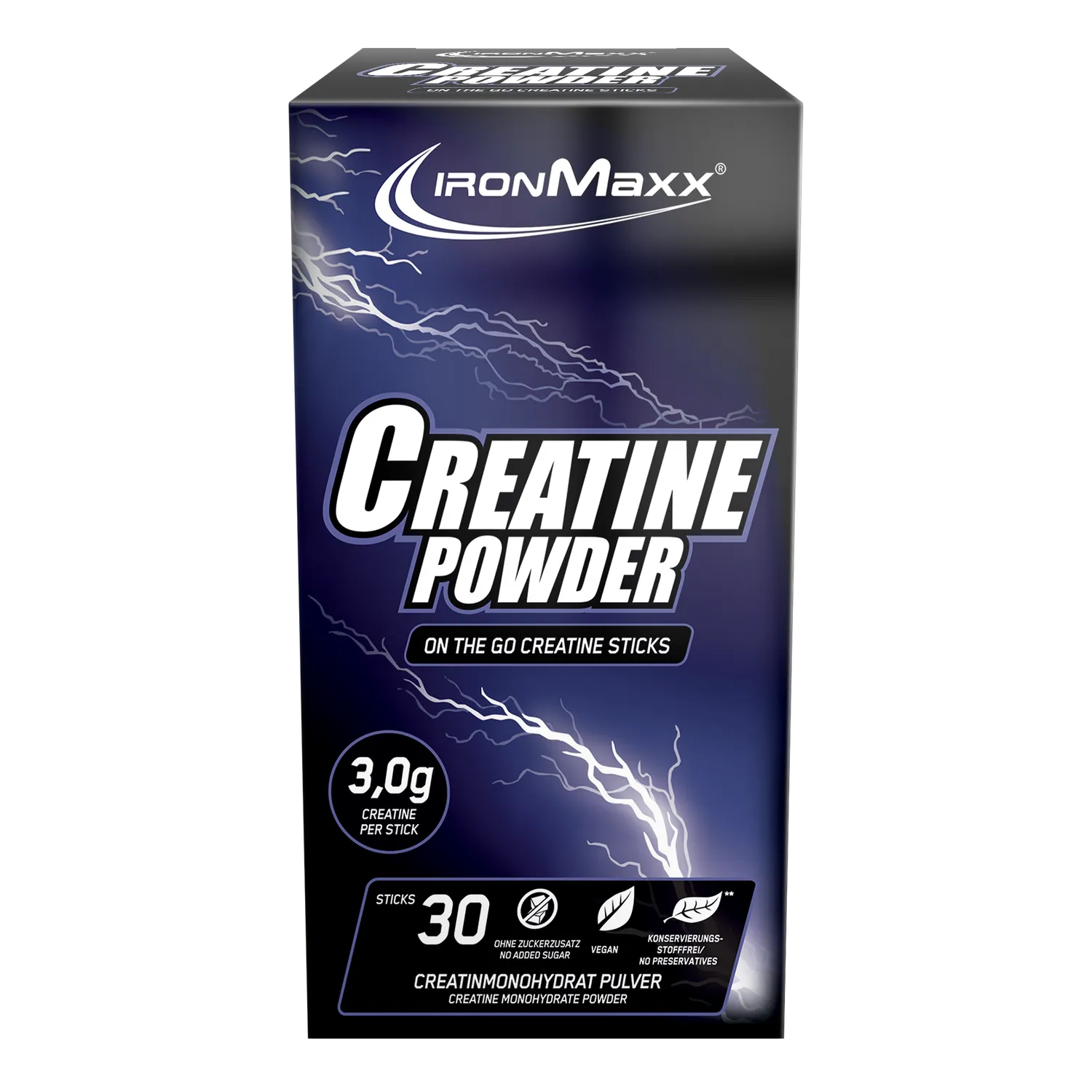 IronMaxx Creatine Monohydrate Sticks Kreatin 30x3,4g zuckerfrei