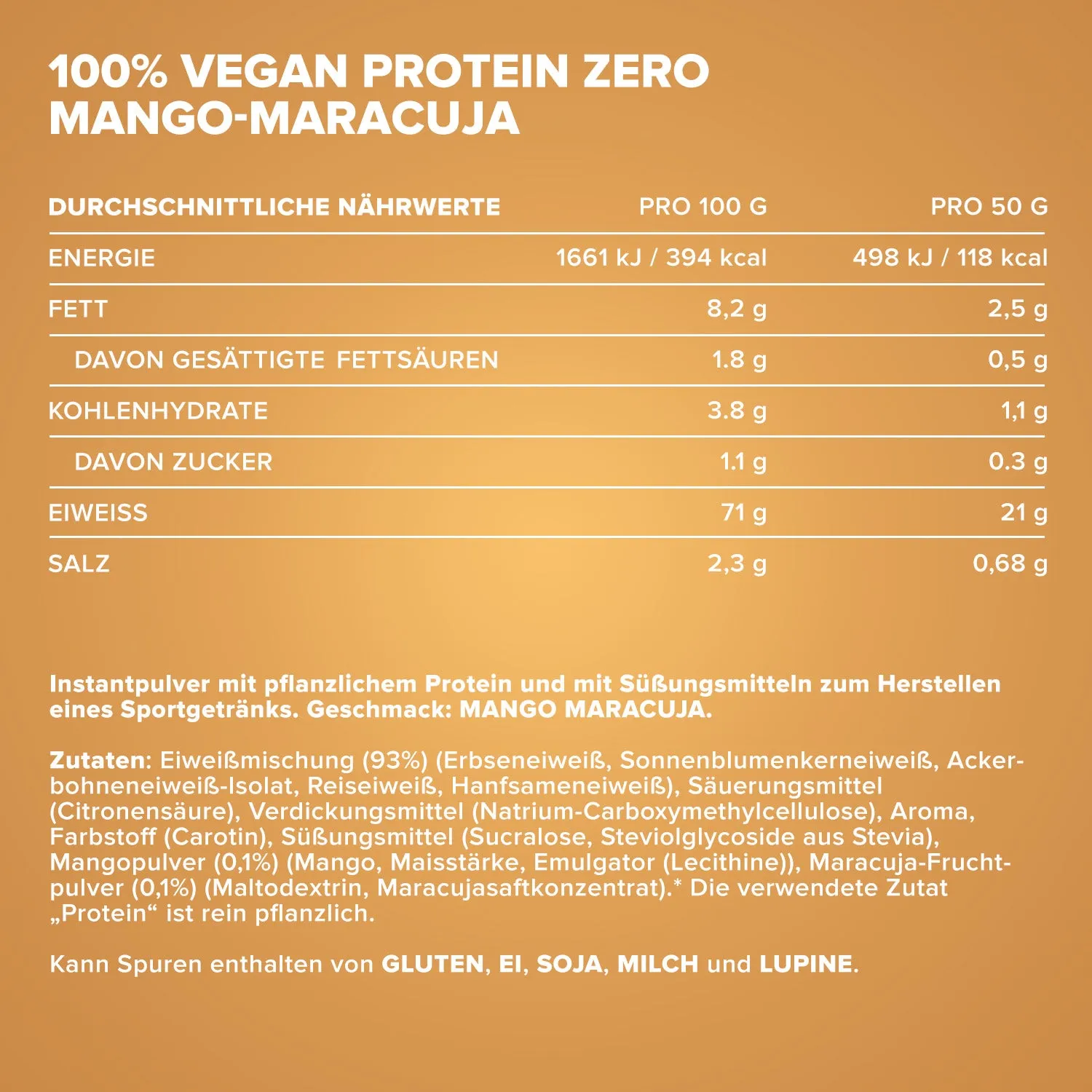 IronMaxx 100% Vegan Protein Zero Pulver Mango-Maracuja 500g fruchtig
