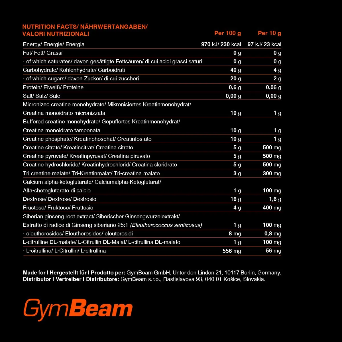 GymBeam Crea7in Kreatin Green Apple 300g Komplex