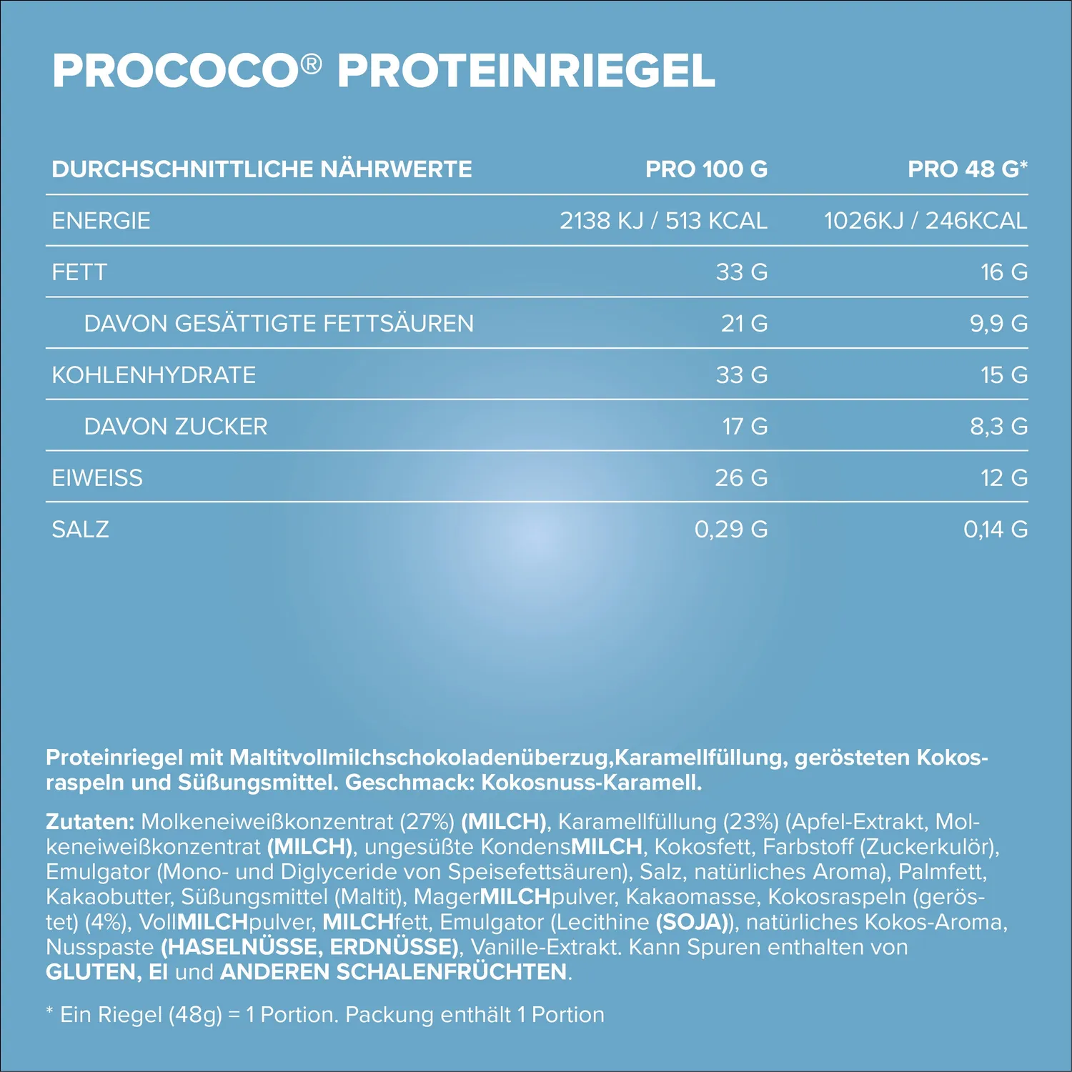 IronMaxx Prococo Proteinriegel 48g Coconut Caramel Kokos