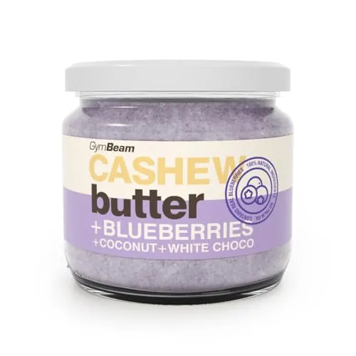 GymBeam Cashewbutter Kokos weiße Schokolade Blaubeere 340g