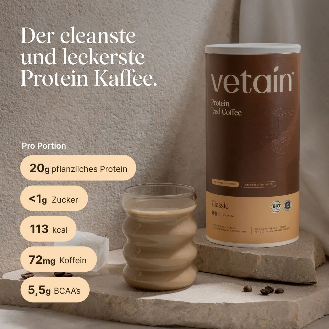 Vetain Vegan Protein Iced-Coffee Proteinpulver 540 g Bio
