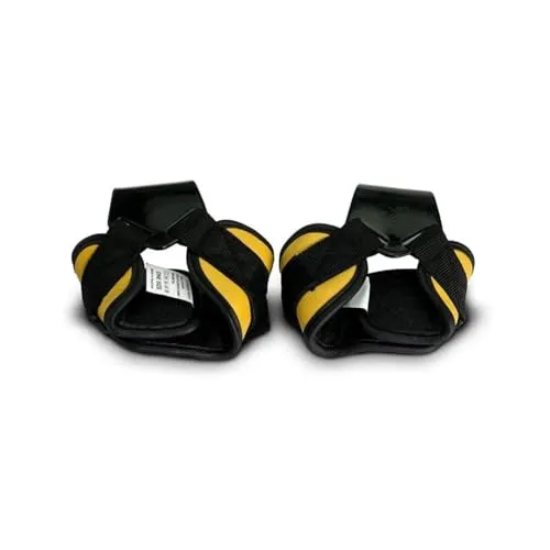 GymBeam Zughilfen mit Haken Leder Schwarz-Gelb