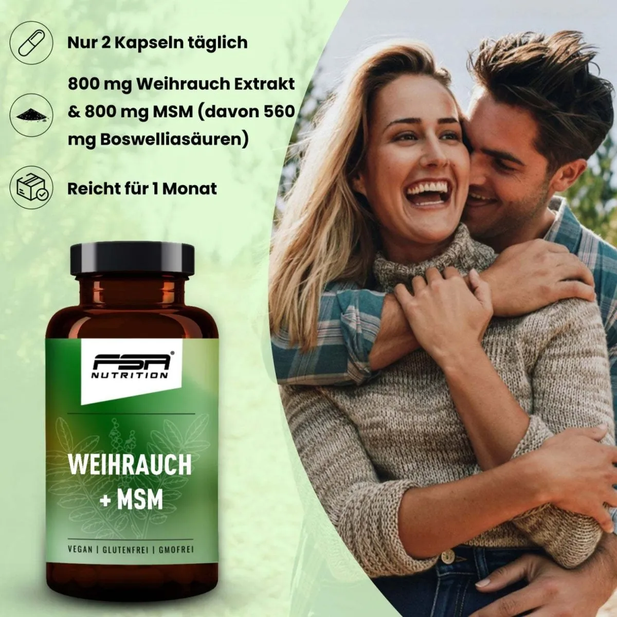 FSA Nutrition Weihrauch MSM Kapseln hochdosiert mit 800 mg