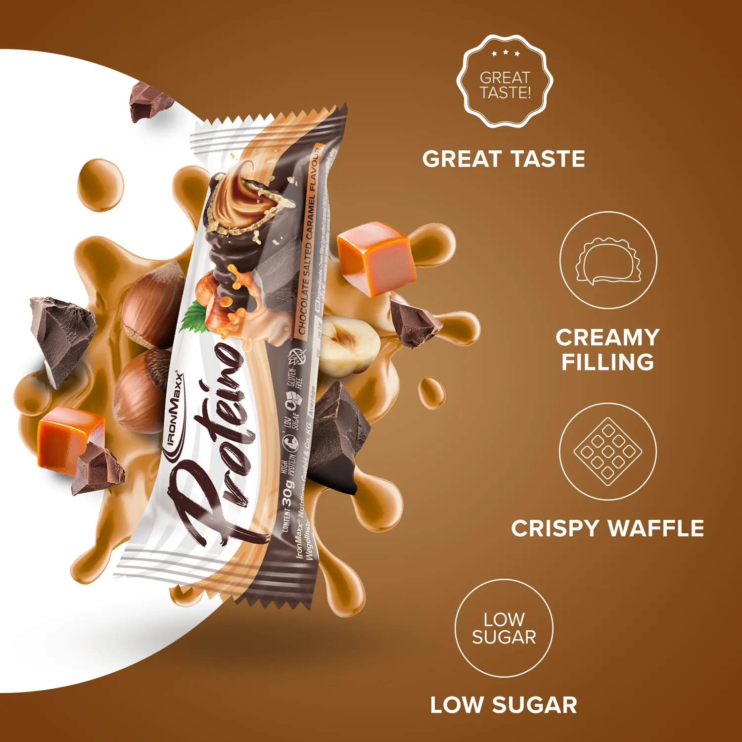IronMaxx Proteino Proteinriegel Chocolate Salted Caramel 12x30g zuckerarm